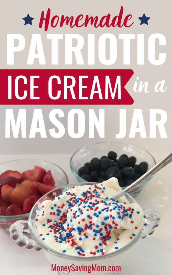 Homemade 4th of July Patriotic Ice Cream in a Mason Jar