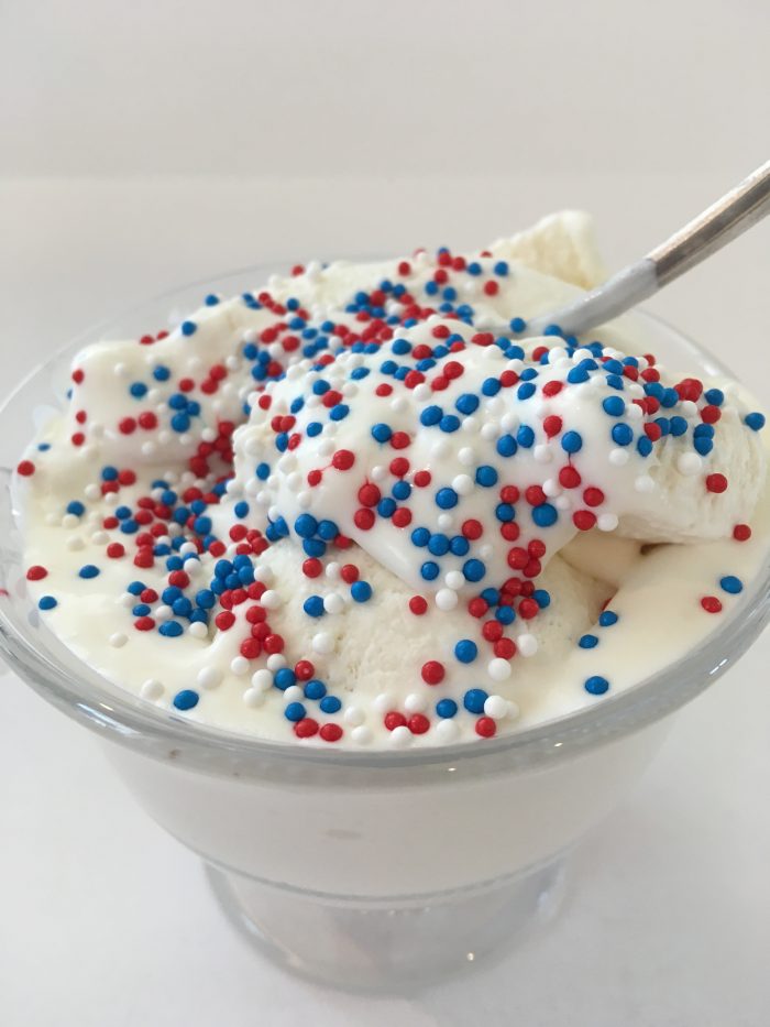 vanilla ice cream with patriotic sprinkles