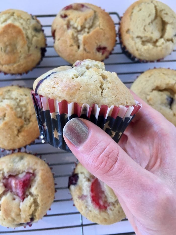 close-up of patriotic muffins