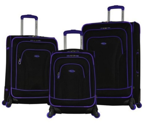 Santa Fe 3-Piece Black/Purple Expandable EVA Spinner Set