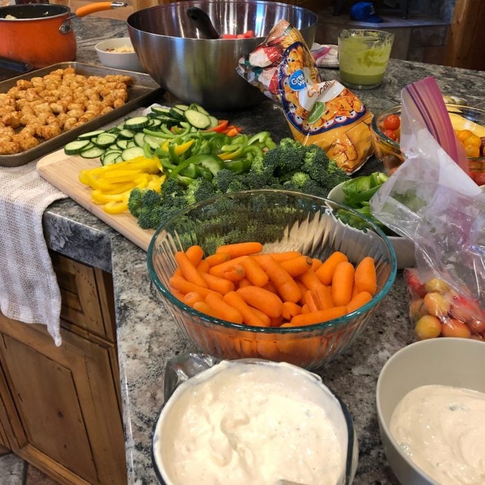 easy recipes for large groups: preparing vegetables for a big dinner