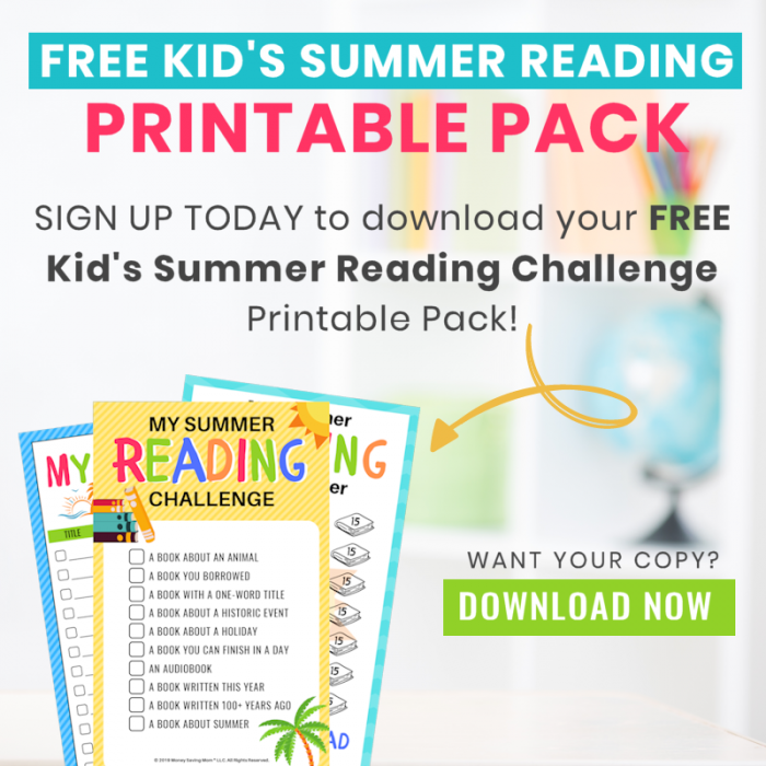 free kid's summer reading challenge printable pack