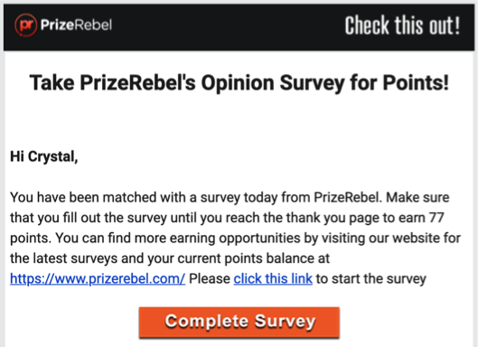 PrizeRebel Survey