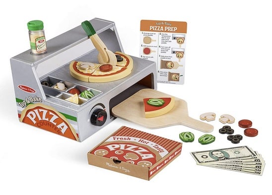 Melissa & Doug Top and Bake Wooden Pizza Counter Play Food Set