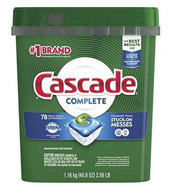 Cascade Complete ActionPacs Dishwasher Detergent, Fresh Scent, 78 Count