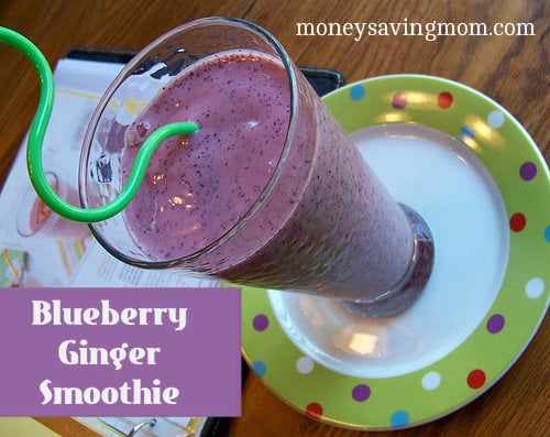 Blueberry Ginger Smoothie -- great for back to school breakfasts