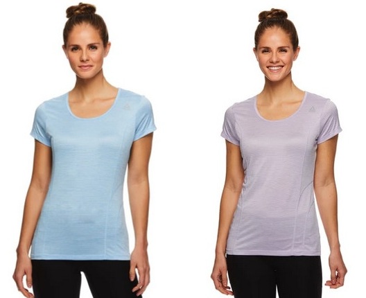 Reebok Women's Fitted Performance Spacedye Mini Burnout Stripe T-Shirt
