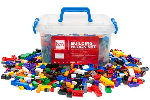 1000-Piece Kids Building Block Brick Set w/ Storage Bin