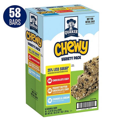 Quaker Chewy Granola Bars, 25% Less Sugar, Variety Pack