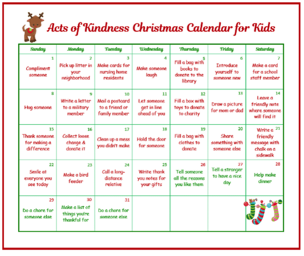 Random Acts of Kindness Christmas Calendar