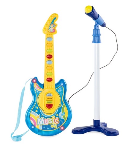 Kids Toddlers Musical Flash Guitar Pretend Play Toy w/ Mic