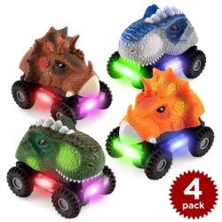 T-Rex & Triceratops Dinosaur Bump & Go Toy Cars (Set of 4)