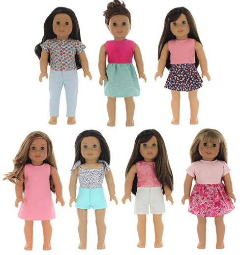 Doll Clothing Set of 7 Outfits