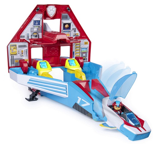Paw Patrol, Super Paws, 2-in-1 Transforming Mighty Pups Jet Command Center with Lights and Sounds 