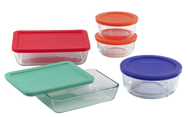 Pyrex Simply Store Glass Food Set with Multi-Colored Lids