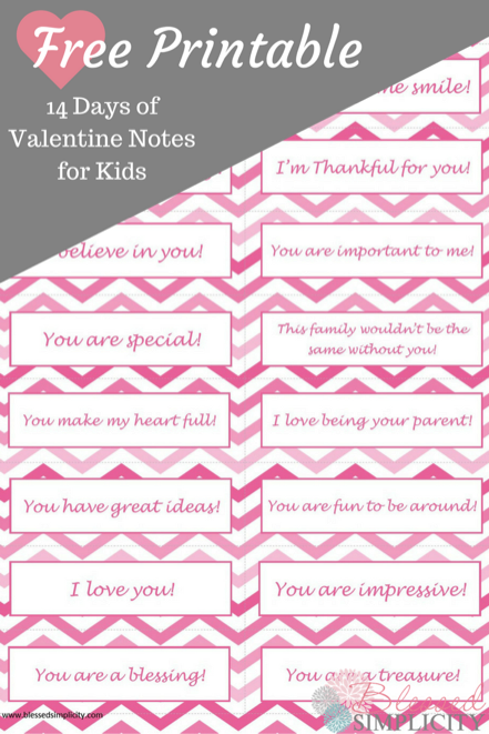 Free Valentine Notes for Kids