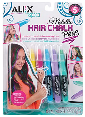 Alex Spa 5 Metallic Hair Chalk Pens Girls Fashion Activity