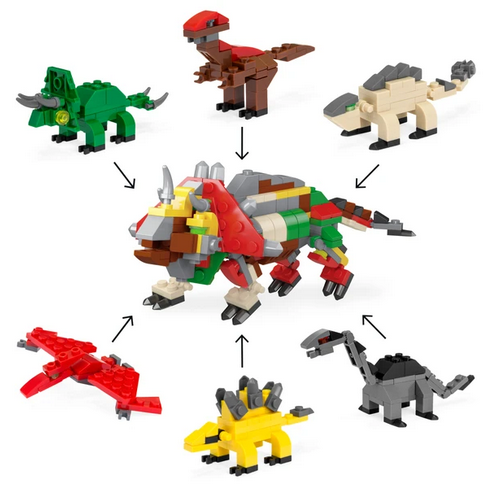 6-in-1 Kids Dinosaur Building Brick Set