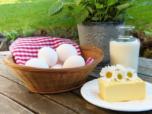 dairy products on outdoor table