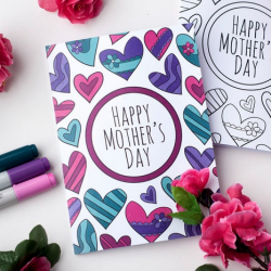 Free Mother’s Day Coloring Card with hearts from Sarah Rae Clark