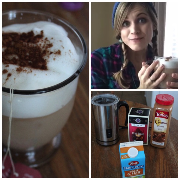 Collage of Decaf Chai Latte