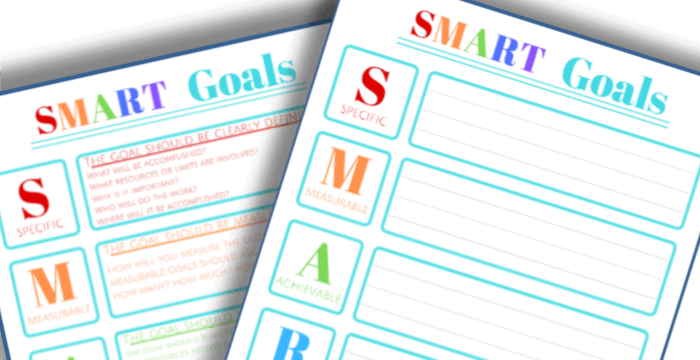 free printable SMART Goals worksheet