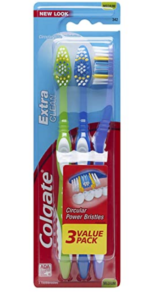 Colgate Extra Clean Full Head Toothbrush, Medium - 3 Count 