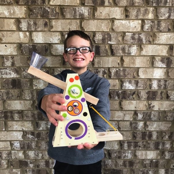 Silas with young woodworkers kit club craft