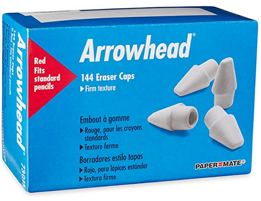 Paper Mate 73015 Arrowhead Pink Pearl Cap Erasers, 144 Count