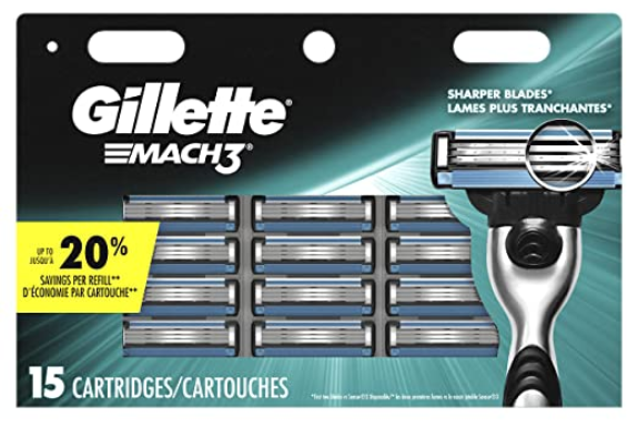 Gillette Mach3 Men's Razor Blade Refills, 15 Count 