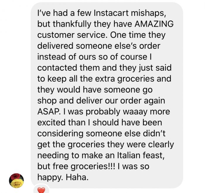 amazing Instacart customer service