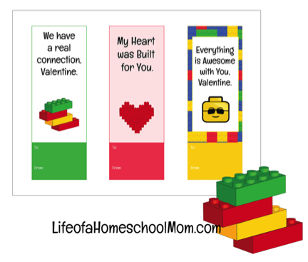 Printable LEGO Valentine Bookmarks