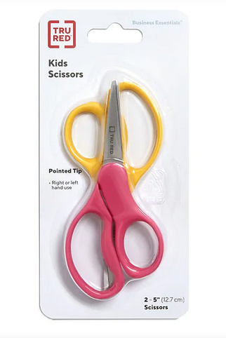  TRU RED™ Junior 5″ Kids Blunt or Pointed Tip Stainless Steel Scissors 2-Pack 