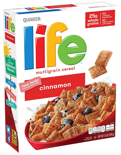 Life Breakfast Cereal, Cinnamon, 13oz Boxes (3 Pack) 