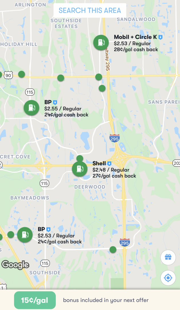map with gas savings locations