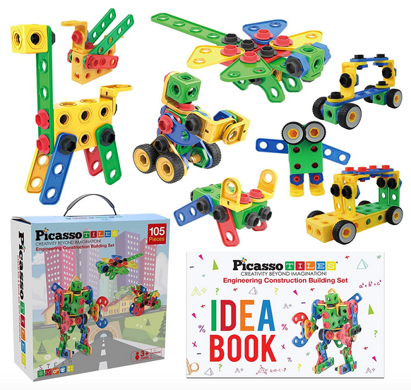 PicassoTiles STEM Learning Toys 105 Piece Building Block Set