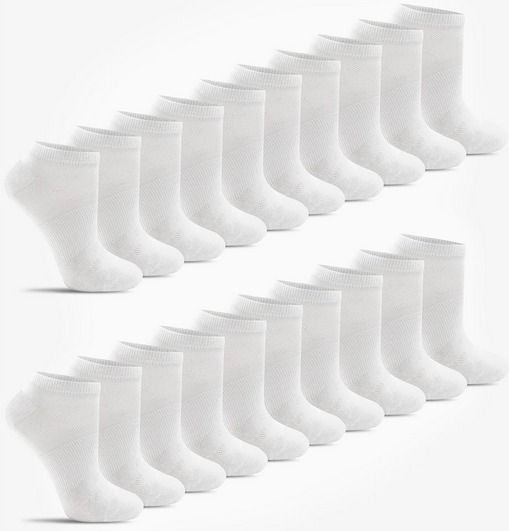 Light & Easy Flat-Knit Low-Cut 20pk Socks 