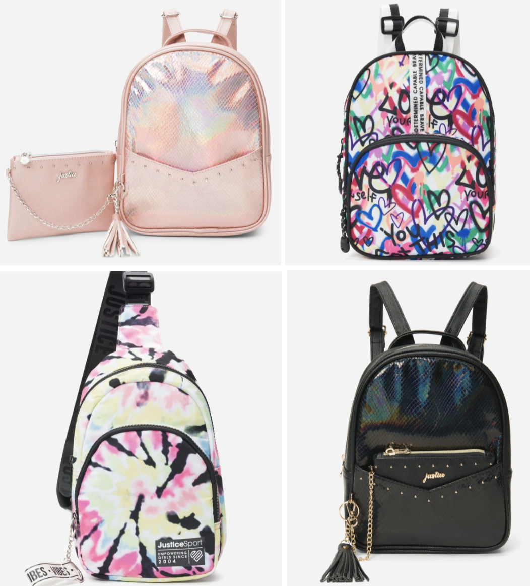 Justice mini outlet backpacks for girls