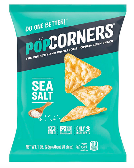 Popcorners Snack Pack, Gluten Free Chips, Sea Salt, 1 Ounce (Pack of 20)