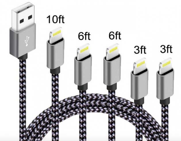 5Pack(3ft 3ft 6ft 6ft 10ft) iPhone Lightning Cable 