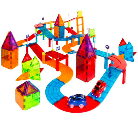 212-Piece Kids Magnetic Tile Car Racetrack STEM Building Toy Set 