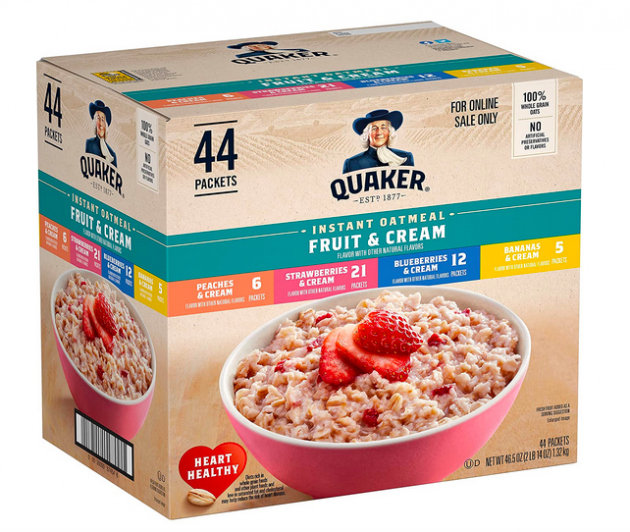 Quaker Instant Oatmeal Fruit & Cream Variety Pack 44ct 