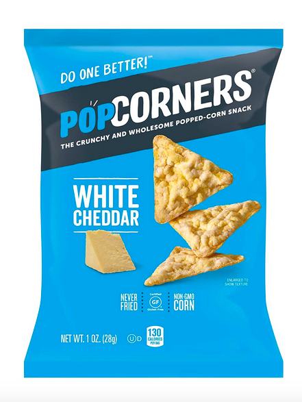 Popcorners Snack Pack Gluten Free Chips, White Cheddar, 1oz (20 Pack) 