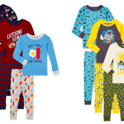 Wonder Nation Baby and Toddler Boy Long Sleeve Snug Fit Cotton Pajamas Set