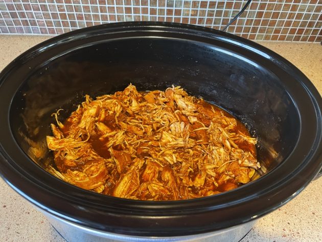 shredded chicken in the slow cooker