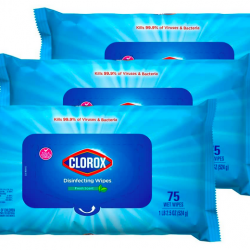 Clorox Disinfecting Wipes, Bleach Free Cleaning Wipes, Fresh Scent, Moisture Seal Lid, 75 Wipes, Pack of 3