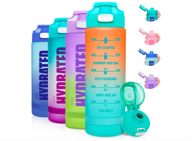 Sports Water Bottles With Push Button, & &, Motivational Water