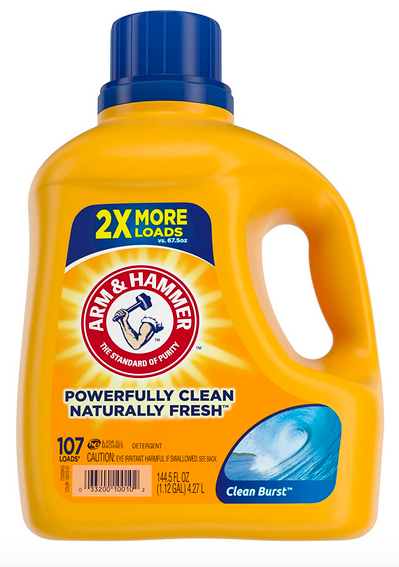 Arm & Hammer Liquid Laundry Detergent, Clean Burst Dual HE, 144.5oz 107 Loads