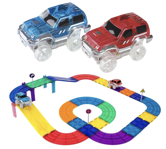 PicassoTiles 30 Piece Race Car Track Building Block Educational Toy Set