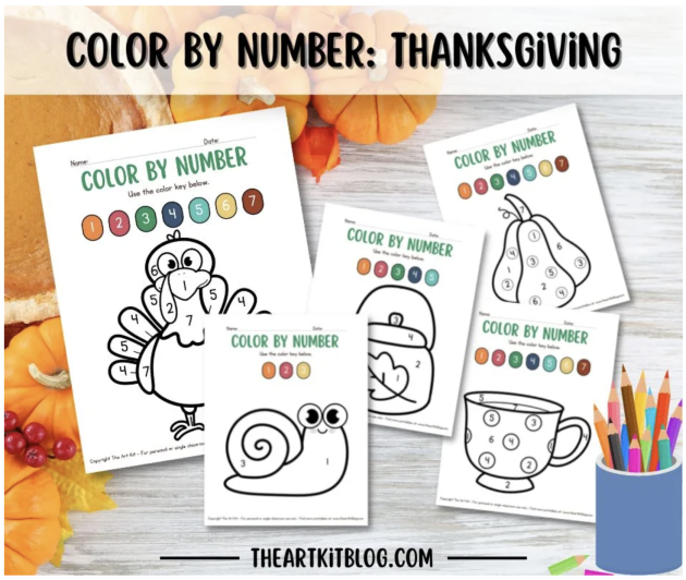 3 Free Thanksgiving Color by Number Printables - Freebie Finding Mom